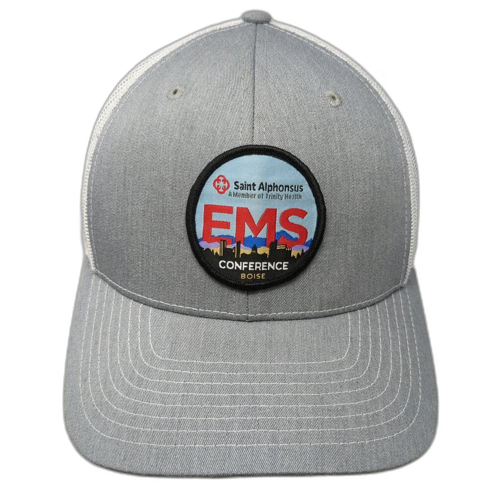 Richardson Trucker Hat Gray One Size EMS Conference Boise Mesh Snapback Patch